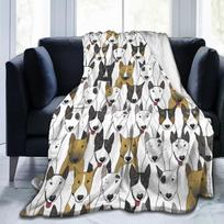 Anglų bulterjero šuo Mesti pledą Minkštas Jaukus Šiltas Anti-pilling Flanelės Fleece Pledas Lengvas Pledas Sofai Lovai Sofa Size: 75*100cm, Weight: 230 GSM gray