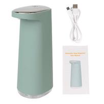 Putojantis bekontaktis infraraudonųjų spindulių jutiklis, rankų plovimo priemonės dozatorius, nešiojamas, įkraunamas USB, 450 ml, skirtas vonios kambariui, virtuvei, automatinis putojančio skysto muilo dozatorius Light Green gray