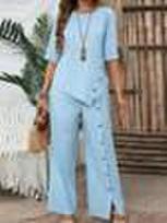 Women's Asymmetrical Top and Wide Leg Pants Set XXL brown