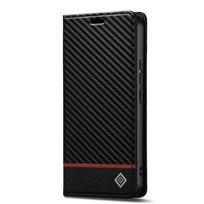 Prabangus anglies pluošto odinis telefono dėklas Xiaomi 17T 15T Pro 14T 13T 12T 11T, magnetinis atverčiamas, su kortelių pinigine, knygos tipo dangtelis, krepšys xiaomi 15T black
