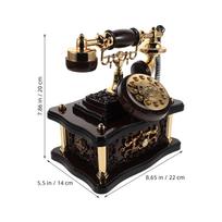 Vintage Telephone Music Box Retro Desk Telephone Decoration for Cabinet Entrance Hall Relaxing Melody Home Accent black