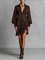 Moteriška apykaklė su kutais zomšinė marškinių suknelė ilgomis rankovėmis Boho mini suknelė XXL gray