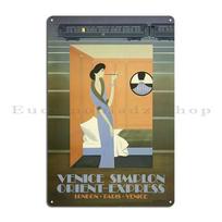 Venice Simplon Orient Express Pierre Fix Masseau Vintage Travel Poster Metal Sign Wall Decor Create Poster Bar Cave 20x30cm（7.8x11.8inch） beige