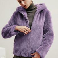La Belle Shinyoung Fur Real Fur Jacket 01 mink fur hooded jacket LB105JK1 purple/55 gray