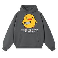 Funny Duck Meme Peace Was Never An Option Hoodies Men Women Humor Quote Trendy Oversized Long Sleeve Gifts 2XL yellow