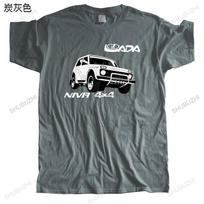 Unisex prekės ženklo vasarinis marškinėlis Lada Niva Off Road Rusijos automobilis Automobilis Suv Vintažinis Unisex medvilninis laisvalaikio marškinėlis Trumpomis rankovėmis viršutiniai drabužiai 4XL gray