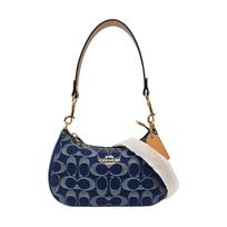 [Pre-Owned] Teri 20 Top Zip Closure Brand Print Fabric And Faux Leather Shoulder Bag Small - Excellent #8JX7U5 ONE SIZE gray
