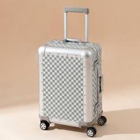 Prabangus 20 colių aliuminio-magnio rankinis lagaminas su odos apdaila ir universaliais ratukais 20-inch Carry-on white