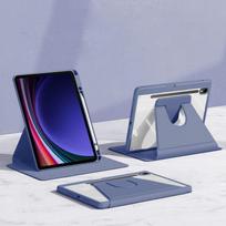 360° besisukantis dėklas, skirtas Samsung Galaxy Tab S9 S10 FE Lite 10.9'' 11'' su pasukamu stoveliu, skaidriu galiniu dangteliu ir pieštuko laikikliu Tab S10 FE blue