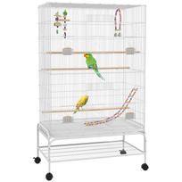 Bird Cage w/ Stand, Toys, Accessories, for Canaries, Finches, White 79 x 49 x 133 cm