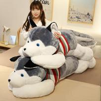 120CM Cute Soft Kawaii Huge Husky Plush Toys Dog Stuffed  Animals Long Pillow Doll For Kids Girlfriend Birthday Gift Home Decor 50cm gray