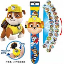Vaikams Animacinis Projektorinis Laikrodis Šviečiantis Žaislas Laikrodis Paw Patrol Elsa Princesė 3-6 Metai Berniukai Mergaitės LED Šviesos Skaitmeninis Laikrodis geltona