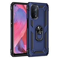 Šarvuotas smūgiams atsparus dėklas su žiedu-stovu OPPO Realme C21Y C21 C25Y A54 A74 A94 A53 A53S A32 A93 A55 A36 A76 A9 A52 A72 4G 5G silikoninis kietas galinis dangtelis OPPO A74 4G mėlyna