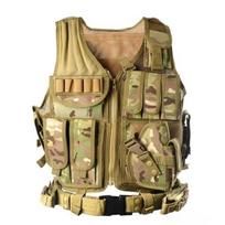Vyriška karinė taktinė liemenė su keliomis kišenėmis nuimama armijos kovinė liemenė suaugusiems / vaikams medžioklės striukė CS Airsoft dažasvydžio žaidimo apsauginė įranga beige