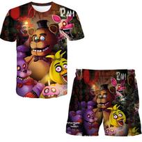 2vnt Rinkiniai Berniukai Merginos 3D spauda FNAF drabužiai Kostiumai Vasaros madingi marškinėliai trumpomis rankovėmis + trumpos kelnės Drabužiai Apranga 4-14 m. 130 brown