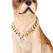 15 mm nerūdijančio plieno auksinė šunų grandinėlė, stora kubietiška grandis, skirta pitbulterjero, čihuahua, correa perro šunų antkakliams 60cm beige