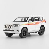 1/32 mastelio Toyota Land Cruiser Prado lydinio automobilio modelis, visureigių transporto priemonių liejimo žaislų modeliavimas su garsu ir šviesa, dovana vaikams 1/32-16.2x6.5x6cm balta