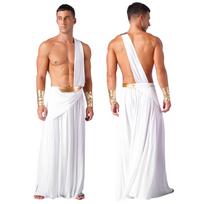 Vyriški Senovės Graikijos Dievo kostiumai Romos gladiatorių Helovino cosplay Viduramžių riterio kario vaidmenų žaidimo apranga karnavalo vakarėliui L balta