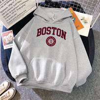 Bostonas Miestas JAV Įkurtas 1630 m. Hoodies Moterims Šilti Patogūs Puloveriai Madingi Laisvalaikio Moteriški Su Gobtuvu Pagrindinis Džemperis S gray
