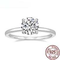 Trumium 1,5 CT 925 Sterlinginio Sidabro Sužadėtuvių Žiedai Apvalaus Kirpimo Kubinis Cirkonis CZ Vestuvių Žadėjimo Žiedai Vestuviniai Žiedai Moterims 12 white