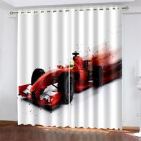 Užtamsinančios užuolaidos su 3D spausdintu lenktyniniu automobiliu, užuolaidos miegamojo, svetainės langams, namų dekoravimui W132cm x H160cm&Hook black