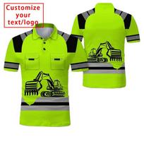 Projektiniai darbo saugos drabužiai Vyriški polo marškinėliai, skirti ekskavatoriui, 3D spausdinti, ilgomis rankovėmis, kvėpuojantys, greitai džiūstantys. XL yellow