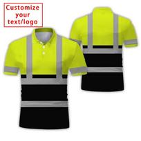 Projektiniai darbo saugos drabužiai Vyriški polo marškinėliai, skirti ekskavatoriui, 3D spausdinti, ilgomis rankovėmis, kvėpuojantys, greitai džiūstantys. L yellow