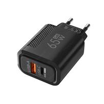 Iš viso 65W USB C įkroviklis GaN greito įkrovimo sieninis įkroviklis skirtas iPhone Samsung Xiaomi greito įkrovimo EU/US Plug Phone Charger Adapter juoda