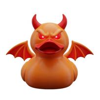 Demono ančiukos figūrėlė 3D spausdinta velnio ančiukė su raudonais ragais, šikšnosparnio sparnais, Helovino gotikinė kolekcionuojama statulėlė, darbalaukio namų dekoracija paaugliams, suaugusiems oranžinė