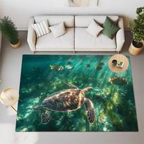 3D Jūros Žuvys Vėžliai Didelis Kilimas Miegamajam Svetainei Super Minkštas Sugeriantis Kempinė Vonios Kambario Grindų Kilimėlis Mielas Tualeto Kilimėlis Neslidus 60x90cm 1pcs