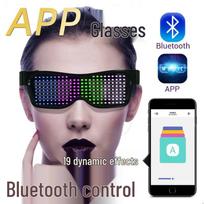 Bluetooth LED vakarėlio akiniai su USB įkrovimu ir programėlės valdymu APP Model - Blue Light black