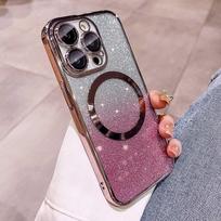 Gradientinis blizgus metalizuotas magnetinis žiedas Telefonų dėklas, skirtas Realme Note 60 50 C75 C67 C65 C63 C61 C55 C53 C51 C35 C31 C30 C20 C2 Dangtelis Realme Note 50 rožinė