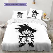 Mielas animacinis Son Goku rašto patalynės komplektas, antklodės komplektas, antklodės užvalkalas, pagalvės užvalkalas, namų gimtadienio dovana (1 * antklodės užvalkalas + 2 * pagalvės užvalkalai, be šerdies) 135x200cm black