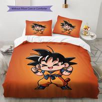 Mielas animacinis Son Goku rašto patalynės komplektas, antklodės komplektas, antklodės užvalkalas, pagalvės užvalkalas, namų gimtadienio dovana (1 * antklodės užvalkalas + 2 * pagalvės užvalkalai, be šerdies) 135x200cm