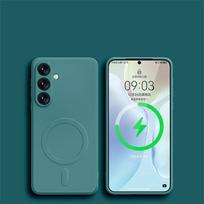 Originalus skysto silikono magnetinis belaidžio įkrovimo dėklas, skirtas Samsung Galaxy S25 S24 Ultra S23 S22 S21, su Magsafe, atsparus smūgiams dangtelis Samusng S22 blue