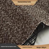 Herringbone Tweed Fabric with Sequin Embroidery: Heavy Craft Style Outerwear Coat Woolen Fabric gray