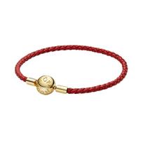 Pandora Moments Zodiako Raudonos Virvelės Pintas Apyrankė Unisex Apyrankė 568777C01 Box+Shopping Bag,20.5cm brown