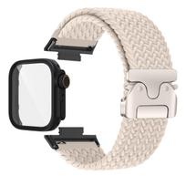Dirželis+Dėklas Huawei Watch Fit 4Pro Laikrodžiui Nailoninis Reguliuojamas Elastingas Dirželis Huawei Watch Fit 4 Fit 3 Laikrodžiams Correa For Huawei Fit 4 beige