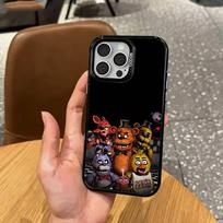 Penki Naktys Pas F-Fredį Fnaf   Telefono dėklas iPhone17,16,15,14,13,12,11 Plus,Pro Max Spalvotas Sidabru dengtas vidinis dangtelis iPhone12 black
