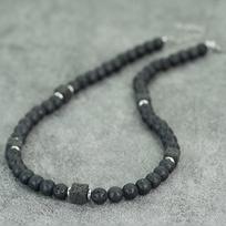 Naujas Vyriškas Karoliai Juodas Lavos Oniksas Obsidianas 19 Colių Chokeris Apykaklė Energija Joga Meditacija Gydymo Papuošalai Kaklo Aksesuarai gray