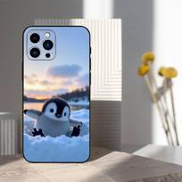 Gyvūnas P-Pingu Pingvinas Telefono dėklas iPhone 16,15,14,17,13,12,11 Plus,Pro Max,XS,X,XR,SE,Mini,8,7,Minkštas silikoninis juodas dangtelis iPhone14Plus