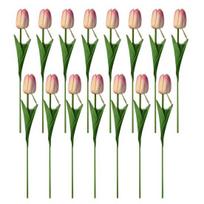 Tulpės naktinė lemputė, puokštė, šviečiančios dirbtinės gėlės su žiedlapiais, rankinė LED lempa namų miegamojo dekoravimui, Valentino dienos dovana moterims jai 15 pcs rožinė