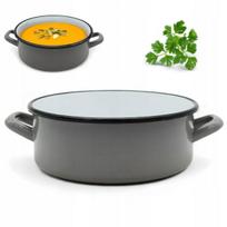 Emaliuotas puodas 22cm pilkas, 3l talpos, su rankenomis