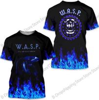 Marškinėliai Vintage WASP Rock Hip Hop 3D Spausdinti Neutralūs Marškinėliai Pavasariniai Retro Gatvės Trumpomis Rankovėmis Harajuku Laisvalaikio Amerikietiški Viršutiniai 5XL black