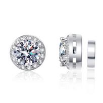 925 prabos sidabriniai magnetiniai auskarai: Minimalistinis moisanito dizainas, nereikia auskarų, unisex, 2025 m. 1 Carat High Carbon white