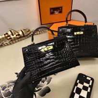 Europos ir Amerikos Retro krokodilo rašto Kelly vieno peties rankinė per petį: Aukščiausios klasės, madinga, lengvo prabangos rankinė moterims 22cm orange