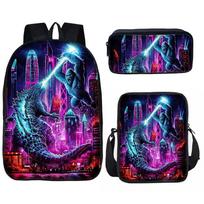 Godzilla vs. King Kong 2Godzilla x Kongnaujas mokinio kuprinės krepšys dėklas trijų dalių rinkinys Backpack