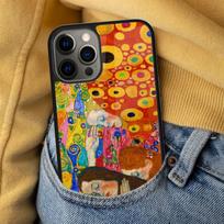Gustavo Klimto abstraktus paveikslas Minkštas telefono dėklas, skirtas iPhone 17 Air 16e Pro max 15 Pro 13 14 Plus 11 12 MagSafe magnetinis dėklas iPhone 11pro red