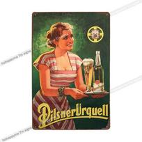 Pilsner Urquell Metalinis Sienos Meno Plakatas Belgijos Alaus Ženklas Vintažinis Baras Vyro Urvas Klubas Skardos Tapyba Dekoras Plokštelė Dekoracija 20x30cm 20*30cm beige