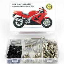 Tinka Honda VFR 750 1990-1997 Motociklui Pilnas Komplektas Plastikinių Detalių Varžtų Rinkinys Plieniniai Kėbulo Varžtai Plastikinių Detalių Klipsai Veržlės sidabras